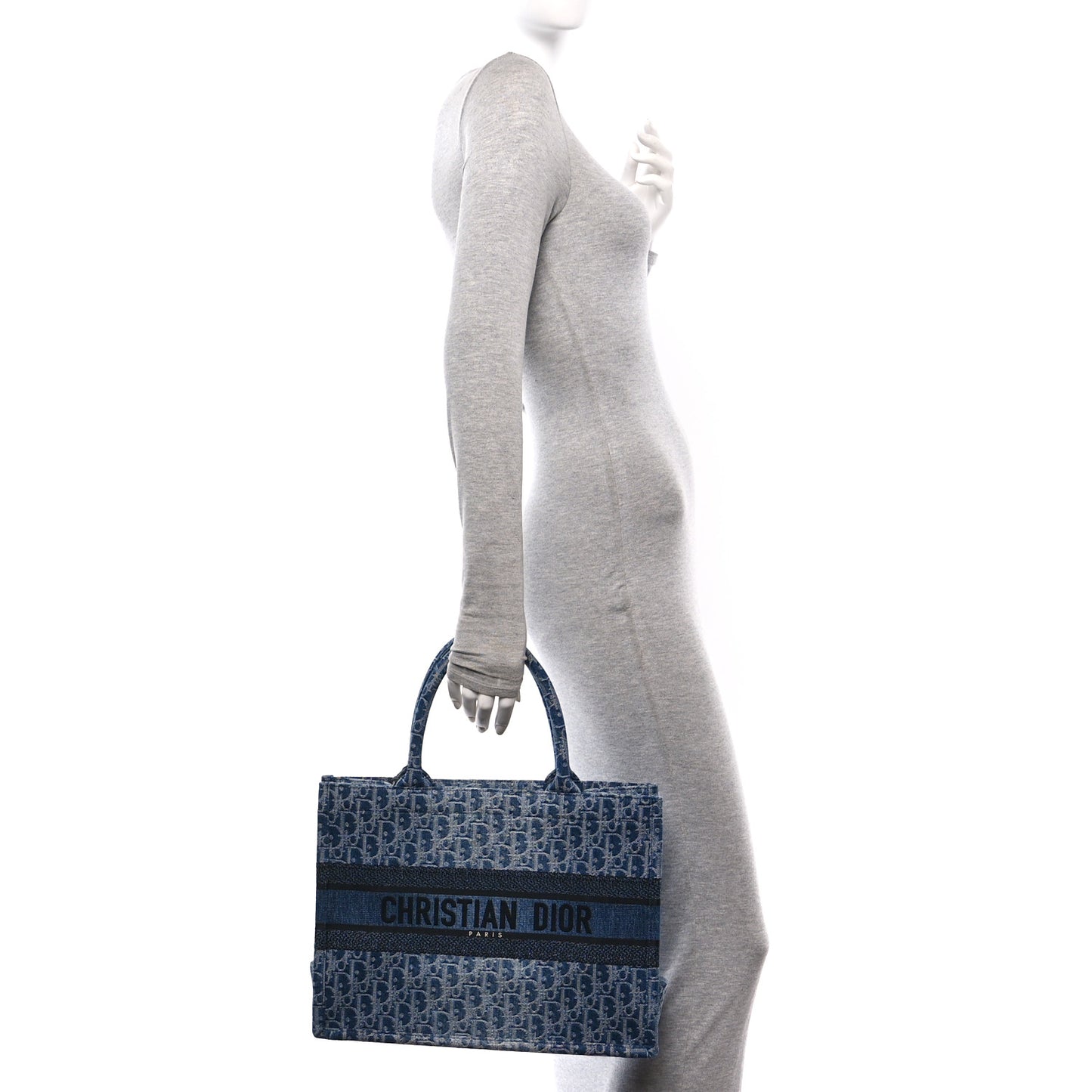 Oblique Denim Medium Book Tote Blue