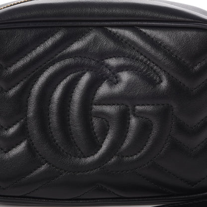 Gucci Calfskin Matelasse Mini GG Marmont Chain Shoulder Bag Black 8 of 10