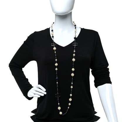 Chanel Pearl Beaded CC Long Necklace Navy 2 of 6