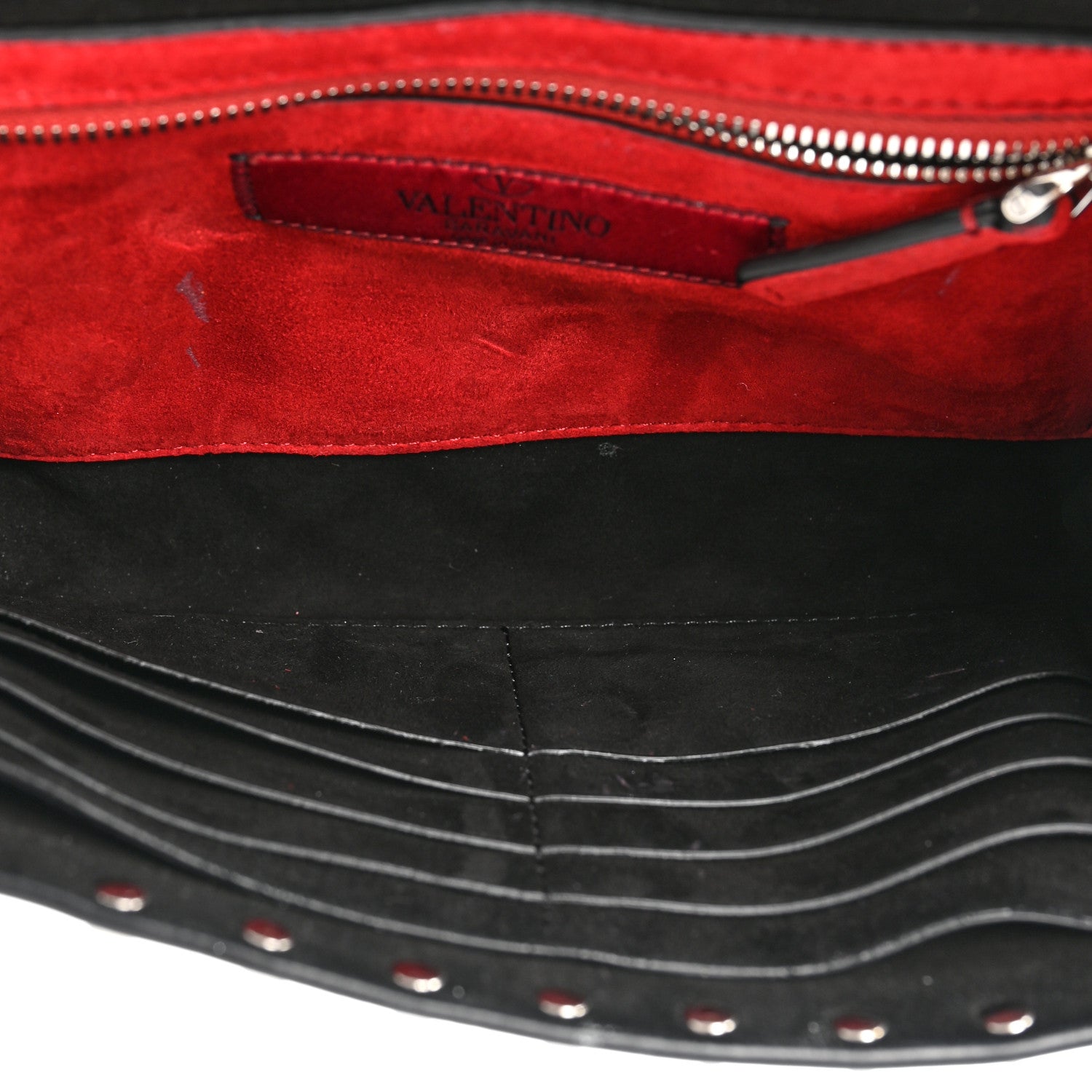 Valentino Garavani Craquele Nappa Beaded Rockstud Spike Wallet on Chain Black 6 of 13