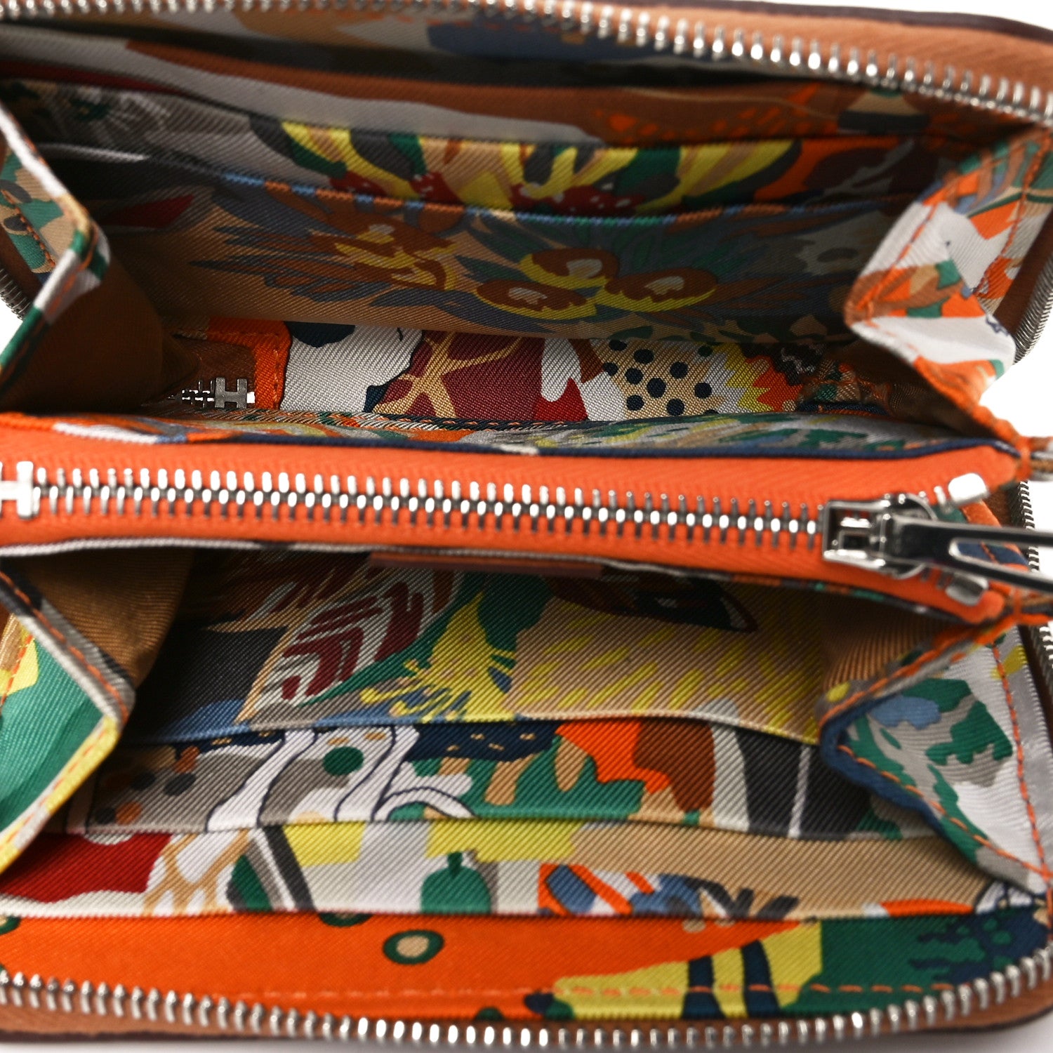 Hermes Evercolor Silk'in Compact Wallet Gold Orange Gris Mouette 5 of 8