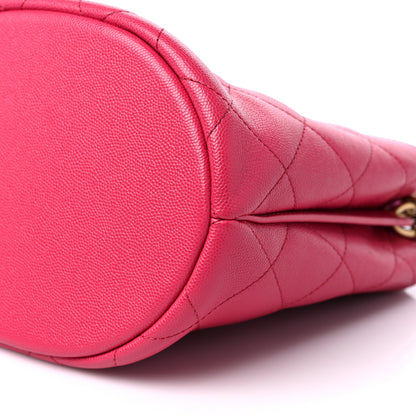 Chanel Caviar Quilted Chain Scarf Handle Bucket Bag Pink 9 of 12
