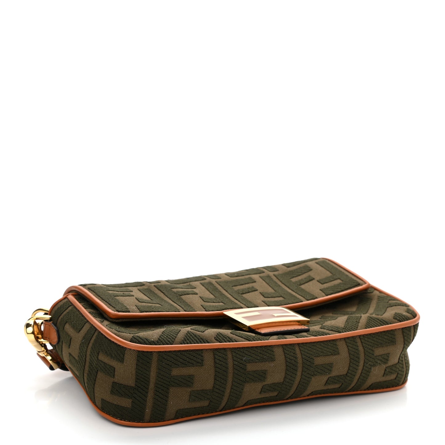 Canvas Vitello King FF Embroidered Baguette Amazzonia Cuoio