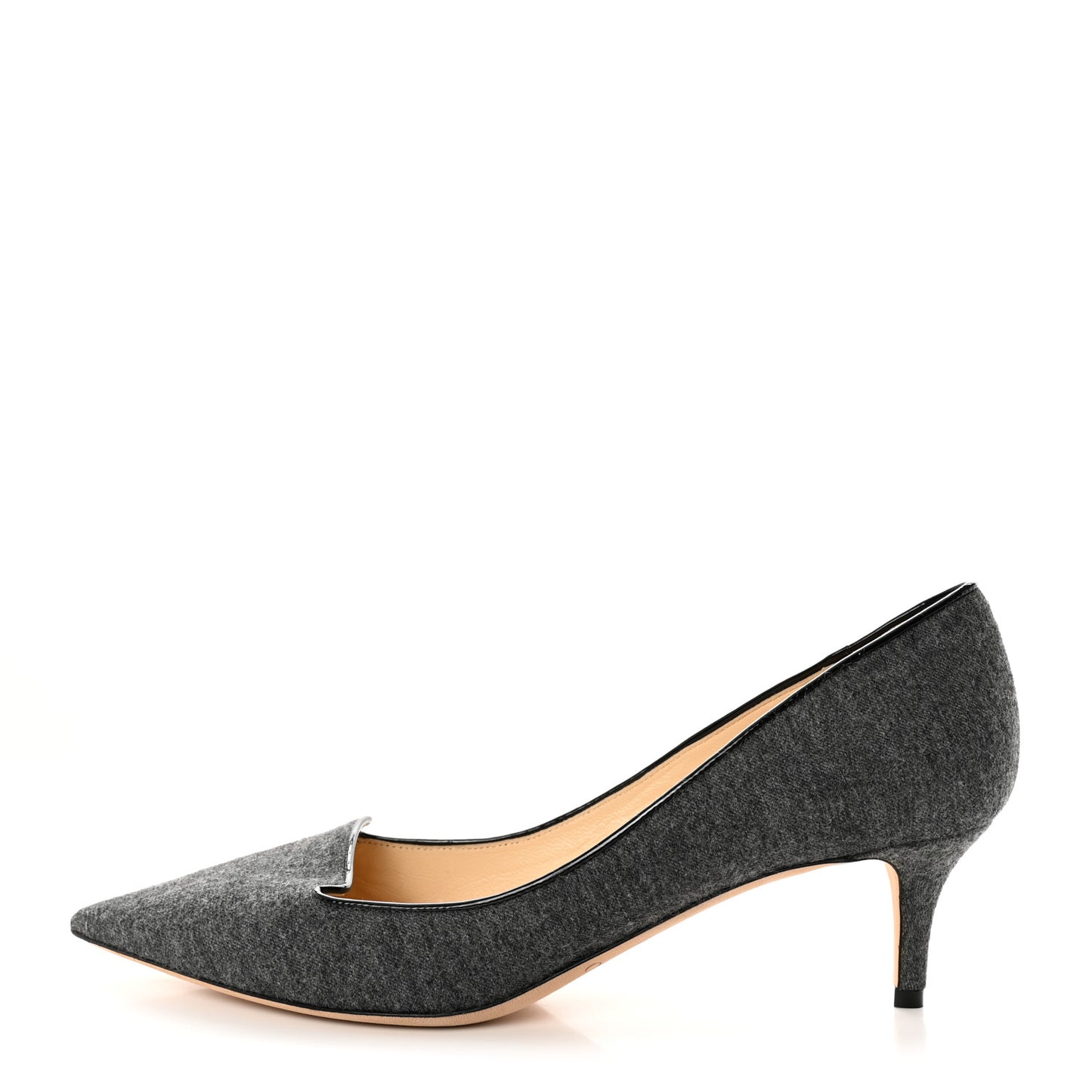 Flannel Allure Kitten Heel Pumps 39.5 Taupe Grey