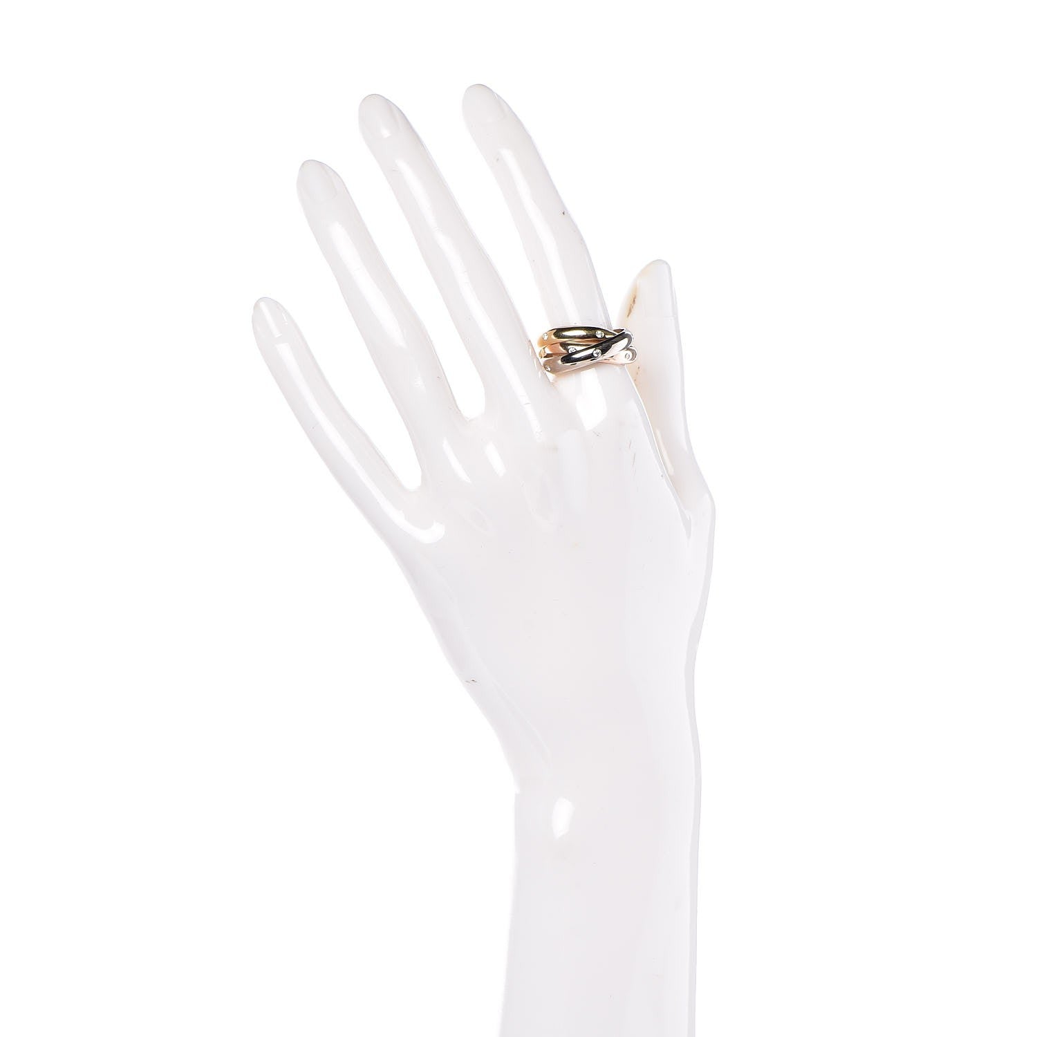 Cartier 18K Pink Yellow White Gold Diamond Trinity Ring 54 7 2 of 5