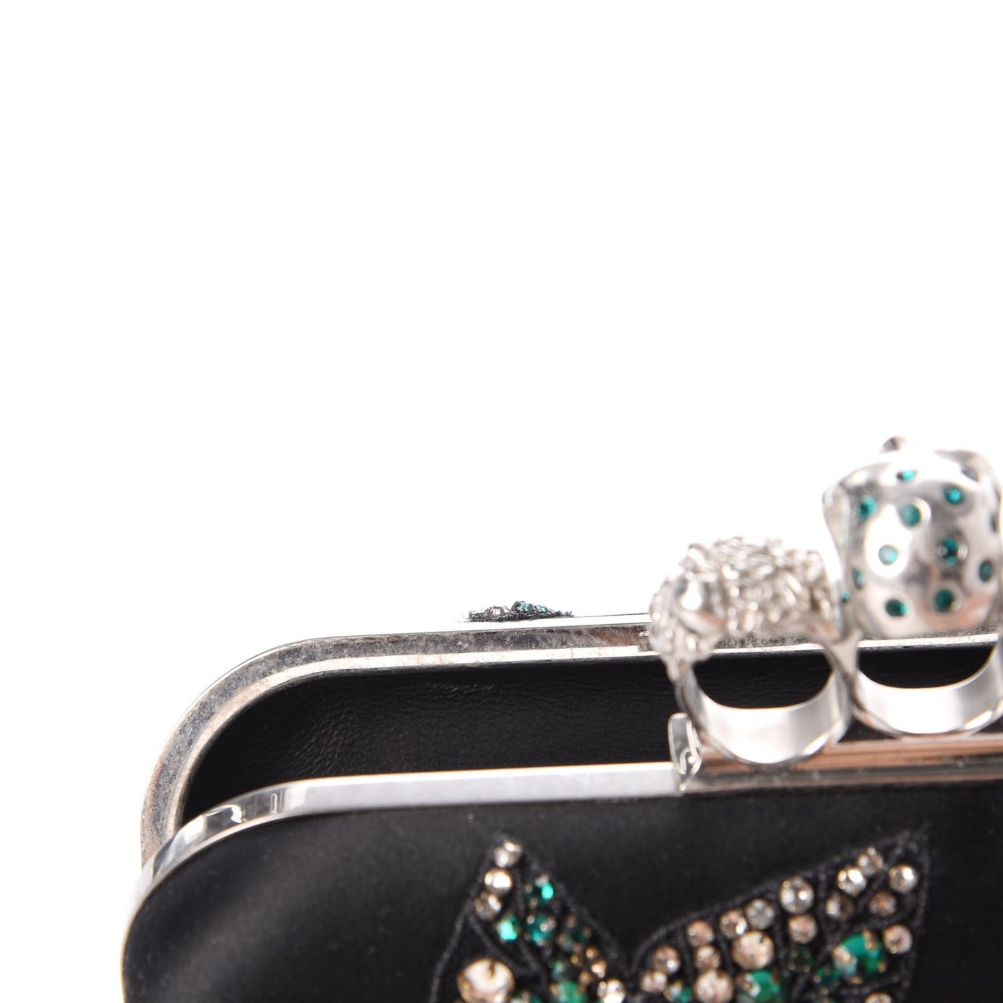 Silk Crystal Knucklebox Clutch Black