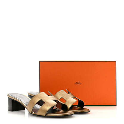 Hermes Metallic Goatskin Oasis Sandals 40 Dore 10 of 10