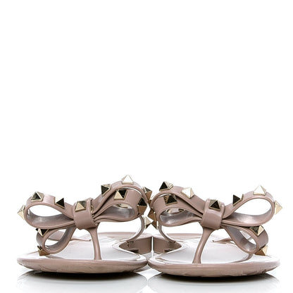 Valentino Garavani PVC Jelly Rockstud Bow Thong Sandals 37 Poudre 2 of 6