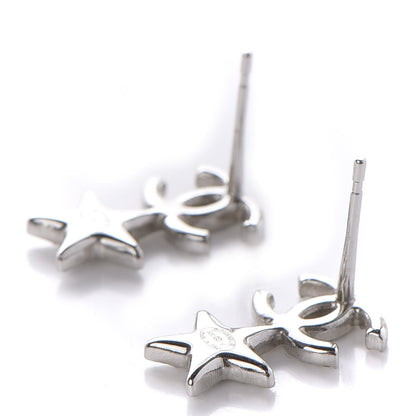 Chanel Crystal CC Star Earrings Silver 3 of 5