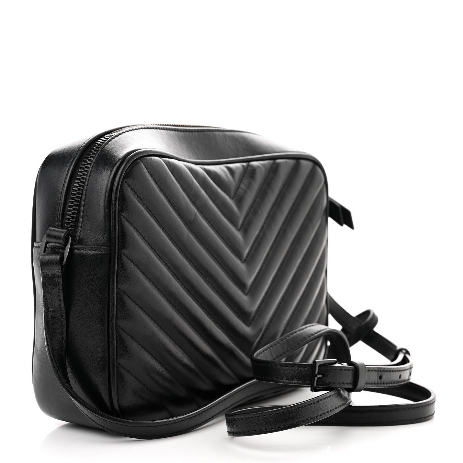 Saint Laurent Calfskin Matelasse Monogram Monochrome Lou Camera Bag Black 3 of 16