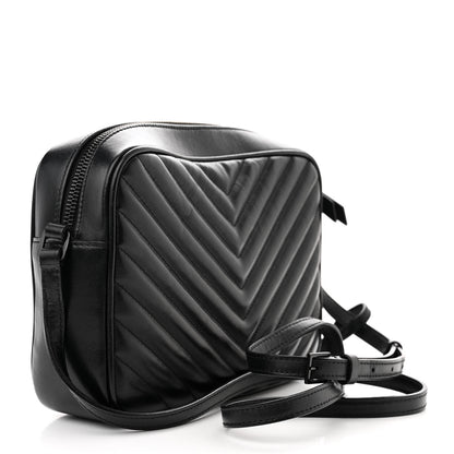 Saint Laurent Calfskin Matelasse Monogram Monochrome Lou Camera Bag Black 3 of 16