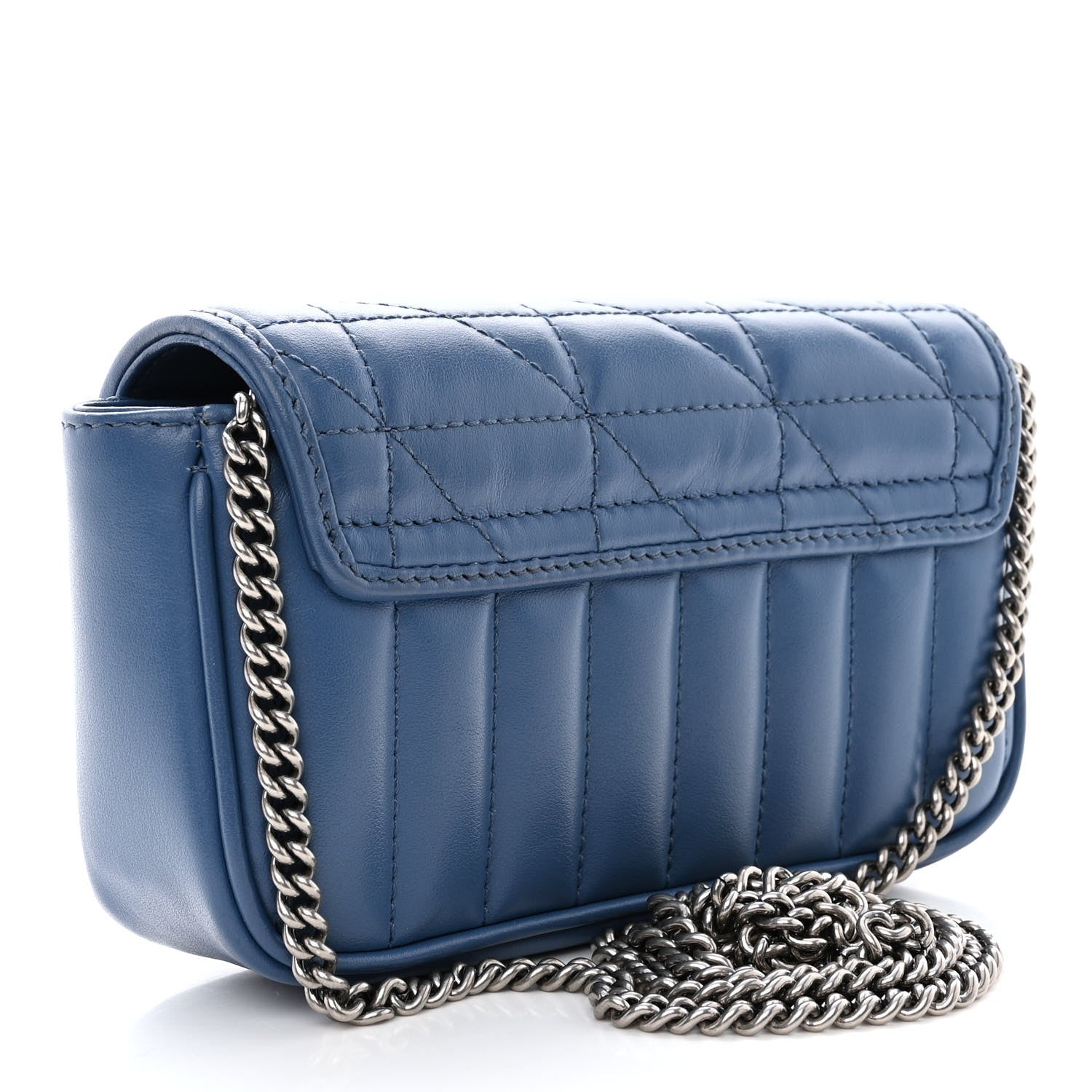 Gucci Calfskin Matelasse Aria Super Mini GG Marmont Shoulder Bag Clear Blue 3 of 10
