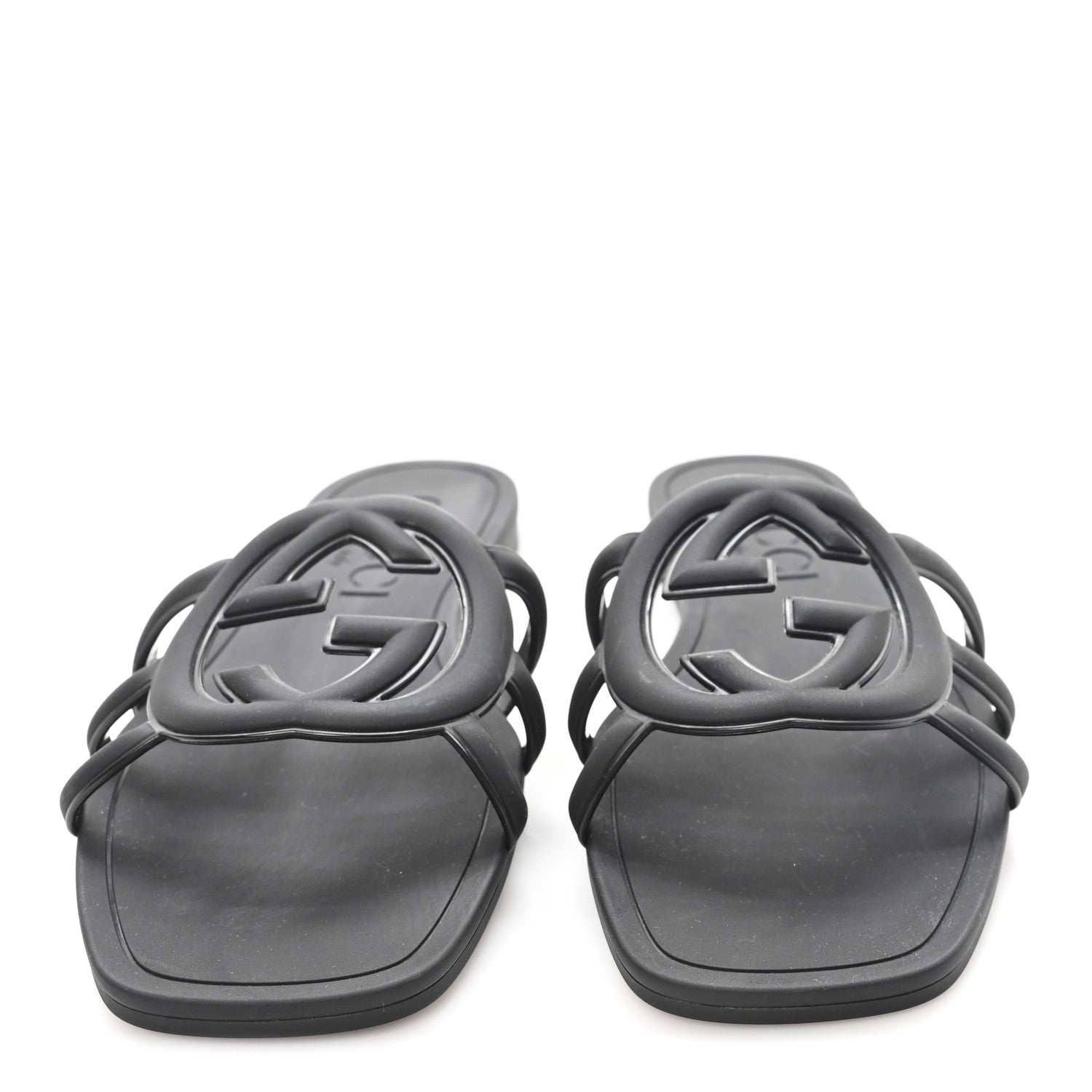 Gucci Rubber Womens Interlocking G Slide Sandals  38 Black 3 of 9