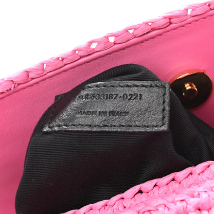 Saint Laurent Raffia Calfskin Monogram Medium Niki Chain Satchel Bright Pink 8 of 11