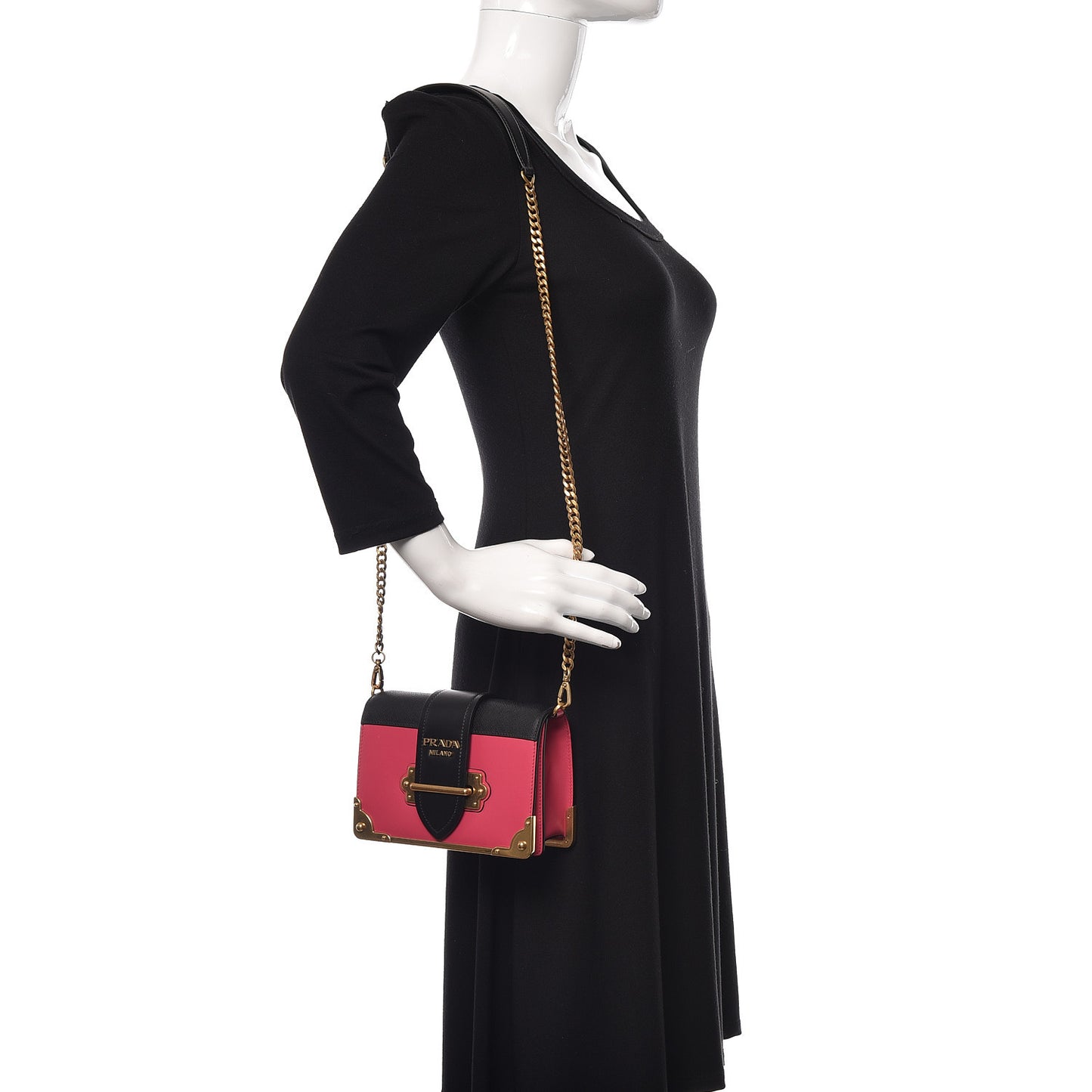 City Calf Saffiano Cahier Bag Fuxia Black