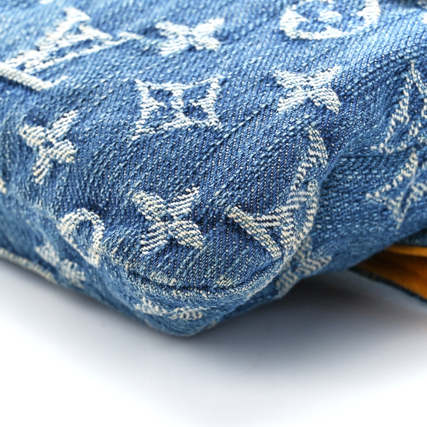 Monogram Denim Pochette Plat Clutch Blue