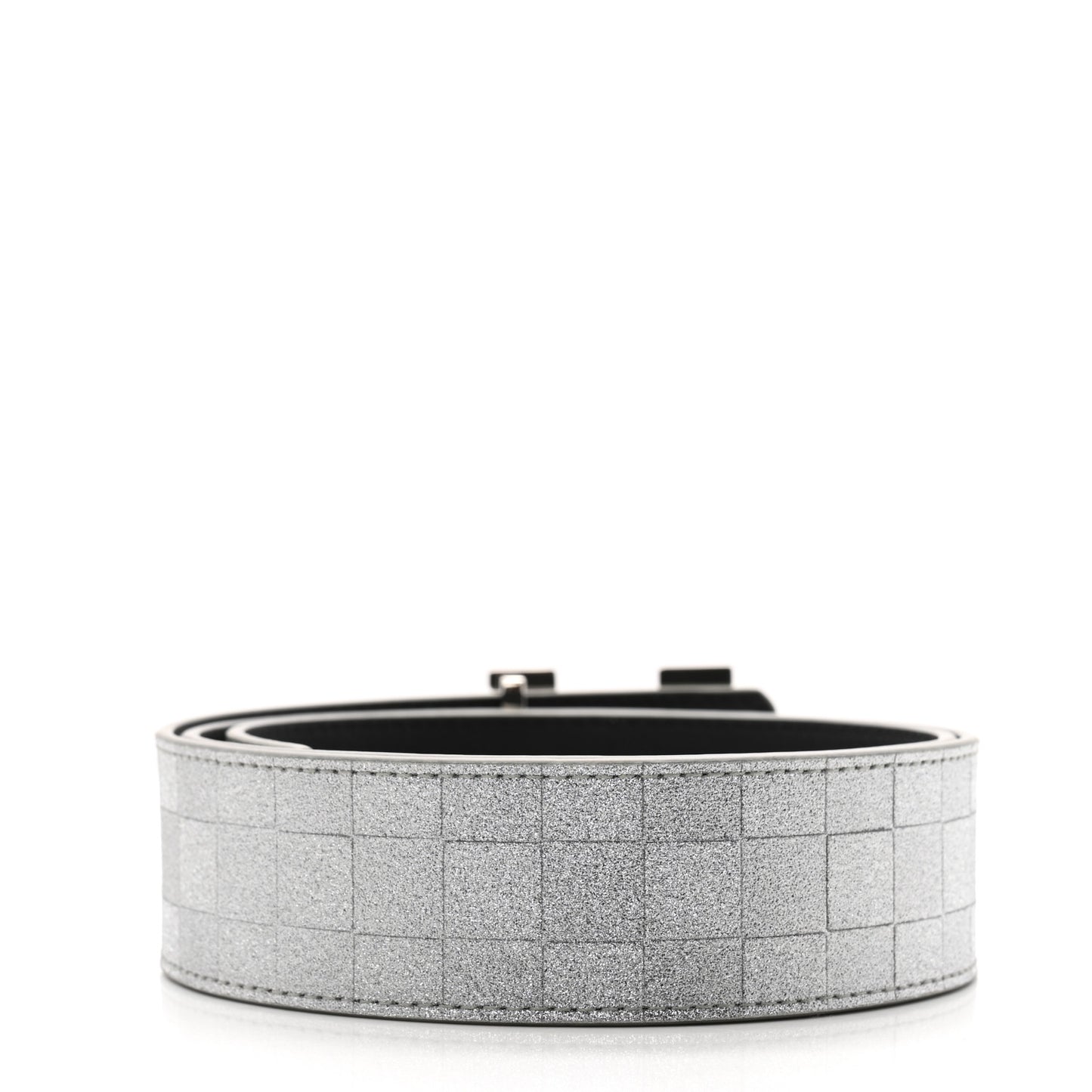 Damier Glitter Calfskin 40mm LV Pyramide Belt 85 34 Silver