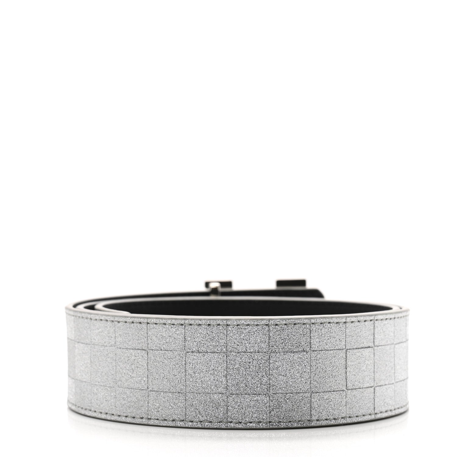 Louis Vuitton Damier Glitter Calfskin 40mm LV Pyramide Belt 85 34 Silver 2 of 9