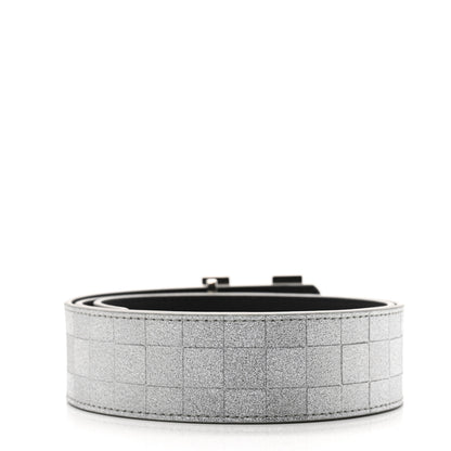 Louis Vuitton Damier Glitter Calfskin 40mm LV Pyramide Belt 85 34 Silver 2 of 9