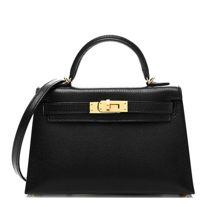 Hermes Chevre Chamkila Mini Kelly Sellier 20 Black 1 of 11
