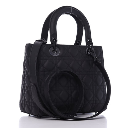 Christian Dior Ultra Matte Calfskin Cannage Medium Lady Dior Black 4 of 11