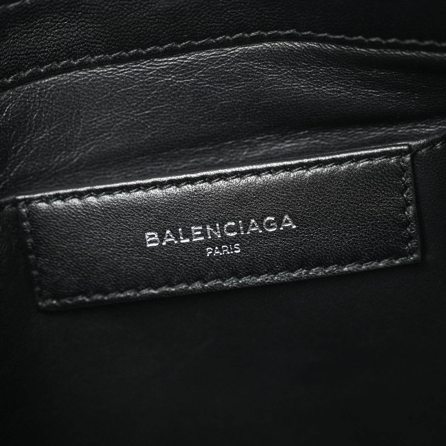 Sheepskin Shearling Contrasted Logo Large Zip Pouch Black