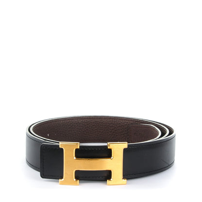 Hermes Box Togo 32mm H Belt 100 Black Chocolate 1 of 9
