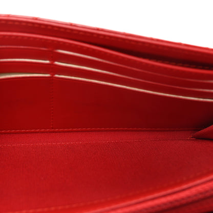 Chanel Patent Chevron Quilted Large Gusset Flap Wallet Red 5 of 8