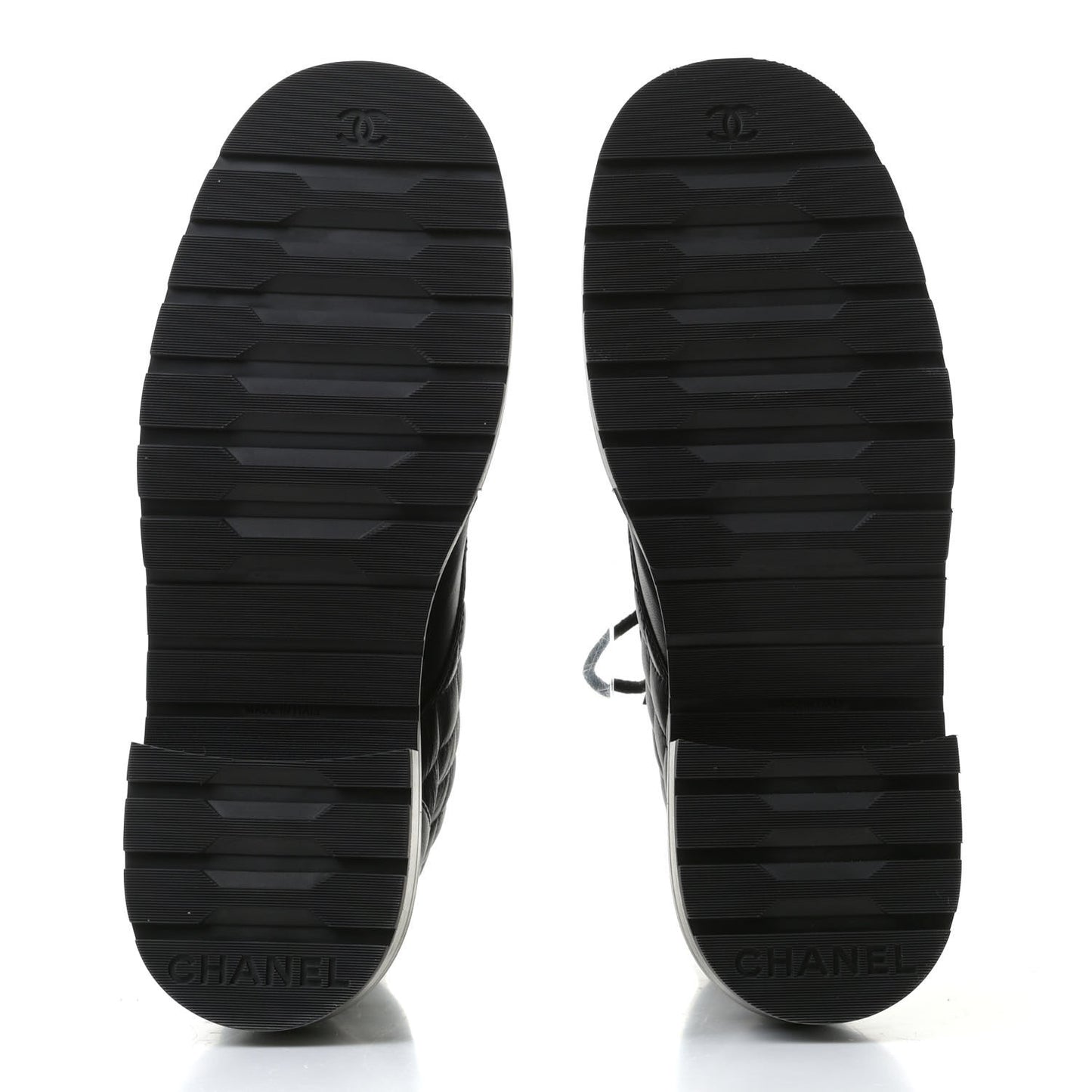 Shiny Lambskin Quilted Lace Up Combat Boots 38.5 Black