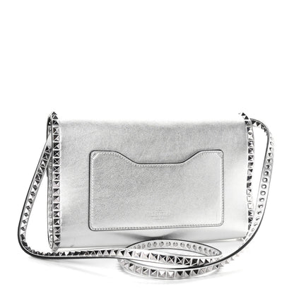 Valentino Garavani Vitello Rockstud No Limit Shoulder Bag Silver 3 of 14