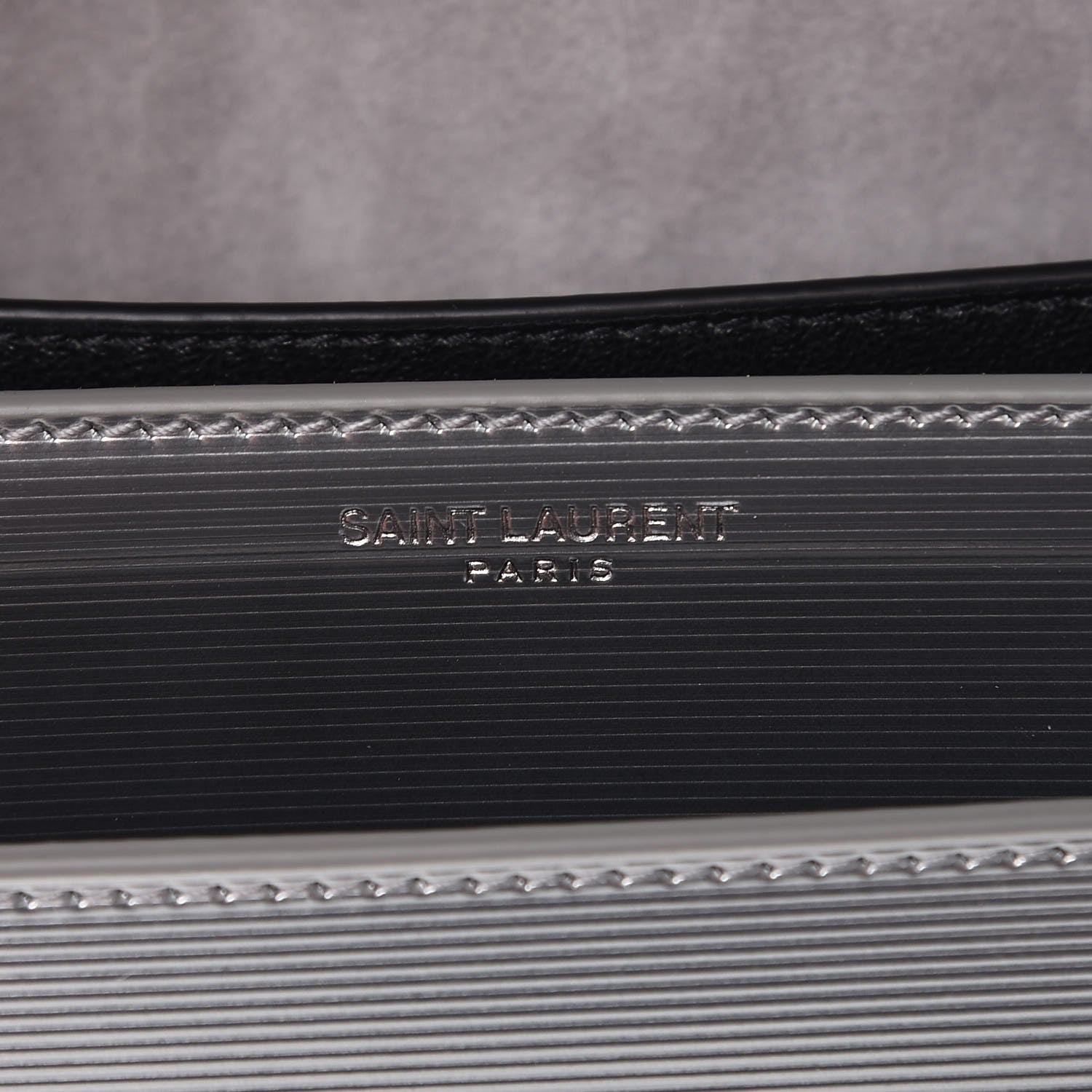 Saint Laurent Specchio Calfskin Striped Medium Monogram Sunset Dark Silver 4 of 7