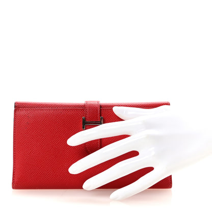 Hermes Epsom Bearn Gusset Wallet Rouge Casaque 2 of 6