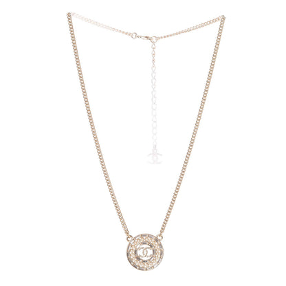 Chanel Crystal Pearl CC Medallion Necklace Light Gold 3 of 5
