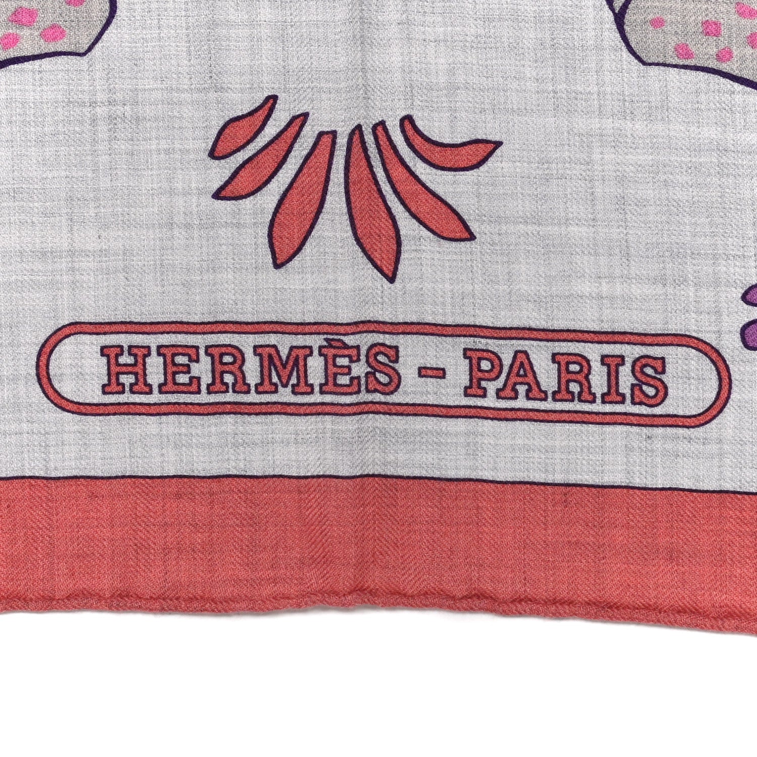 Hermes Cashmere Silk Les Leopards Shawl 140 Gris Chine Rose Or 2 of 4