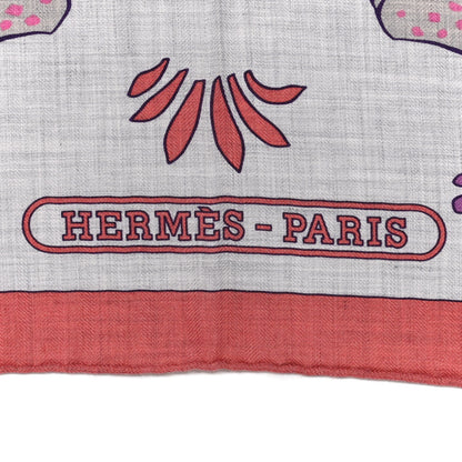 Hermes Cashmere Silk Les Leopards Shawl 140 Gris Chine Rose Or 2 of 4