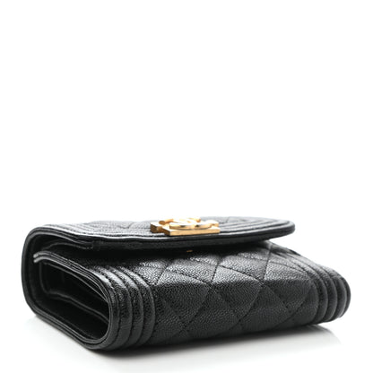 Chanel Caviar Quilted Compact Boy Wallet Black 4 of 8