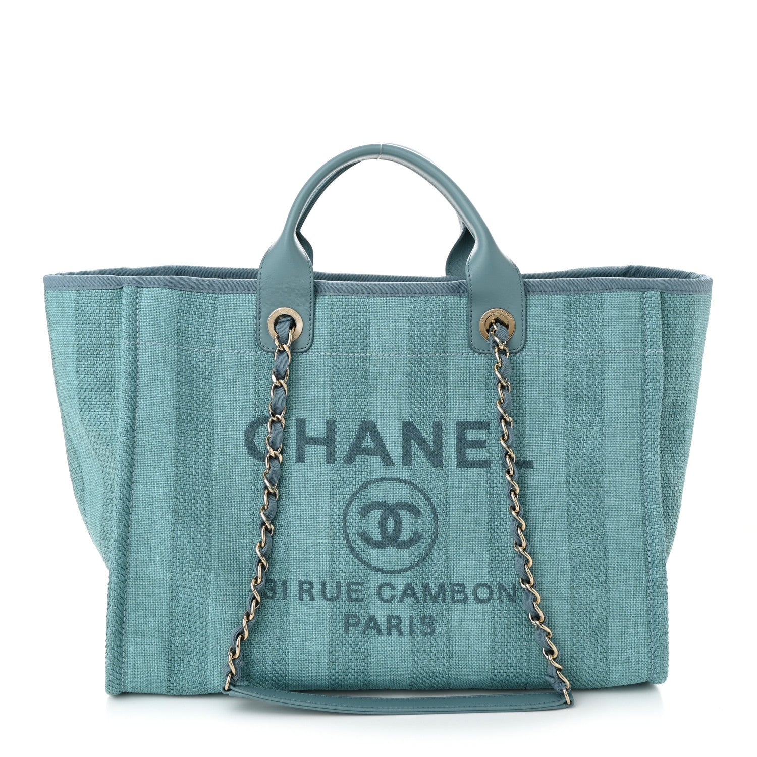 Chanel Mixed Fibers Striped Medium Deauville Tote Blue 1 of 12