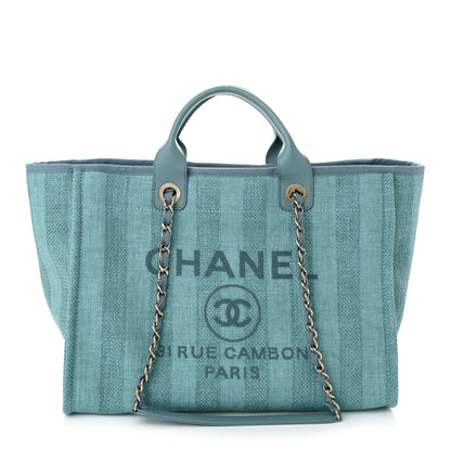 Chanel Mixed Fibers Striped Medium Deauville Tote Blue 1 of 12