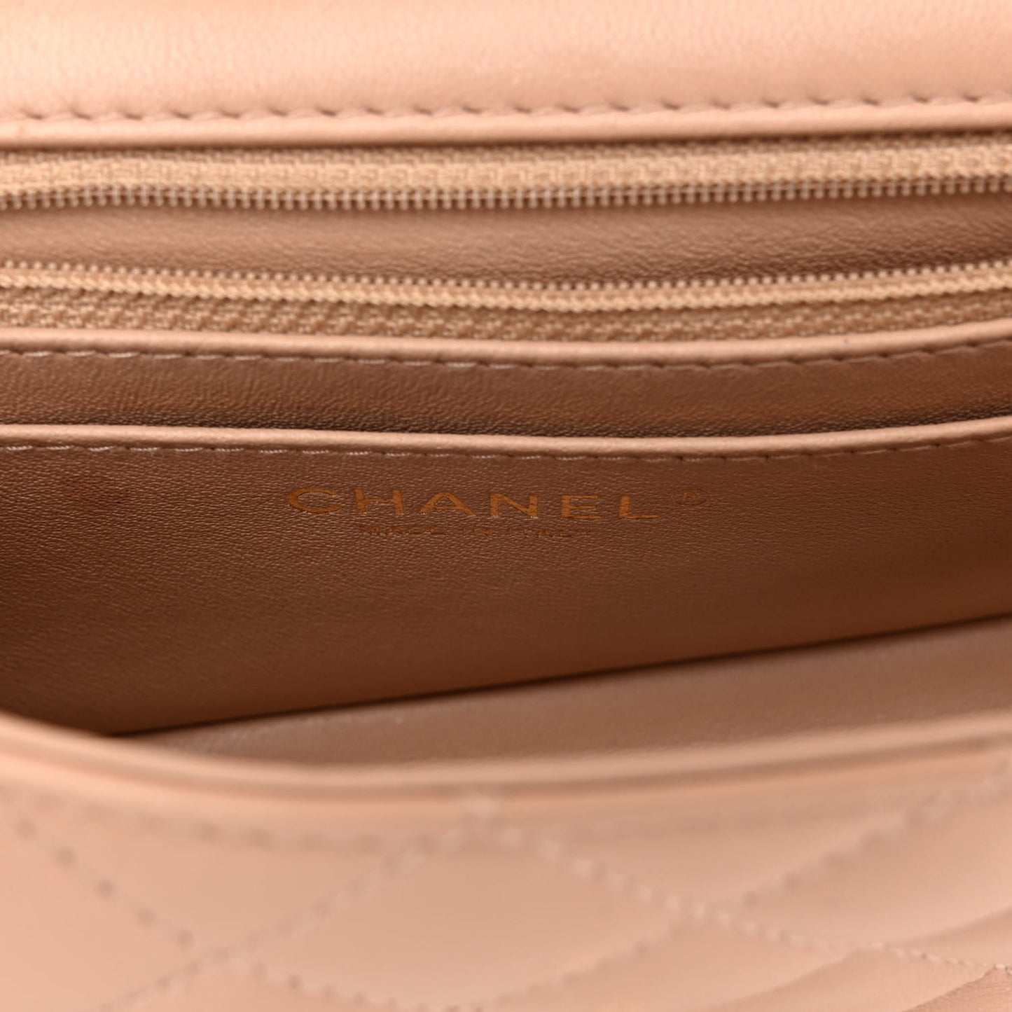 Lambskin Quilted Mini Rectangular Flap Beige
