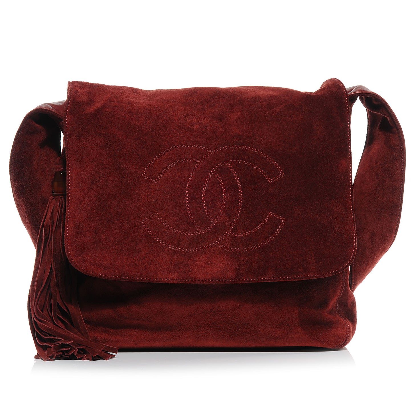 Suede Tassel CC Shoulder Bag Red