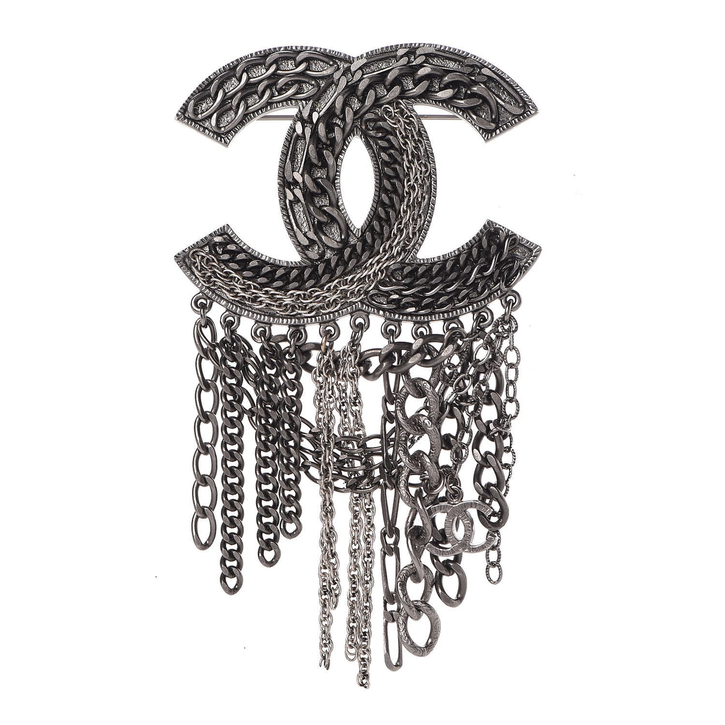 Ruthenium Chain Fringe CC Brooch