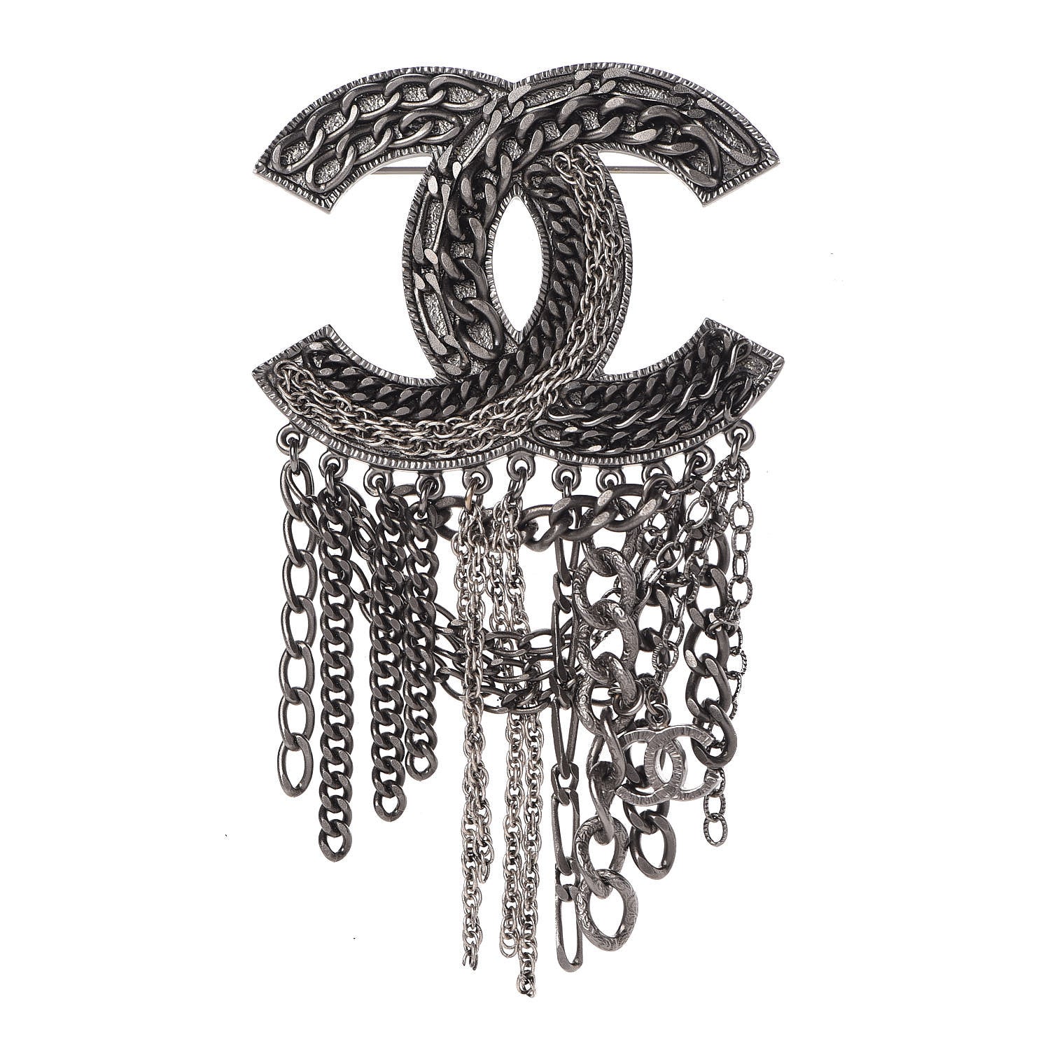Chanel Ruthenium Chain Fringe CC Brooch 1 of 6