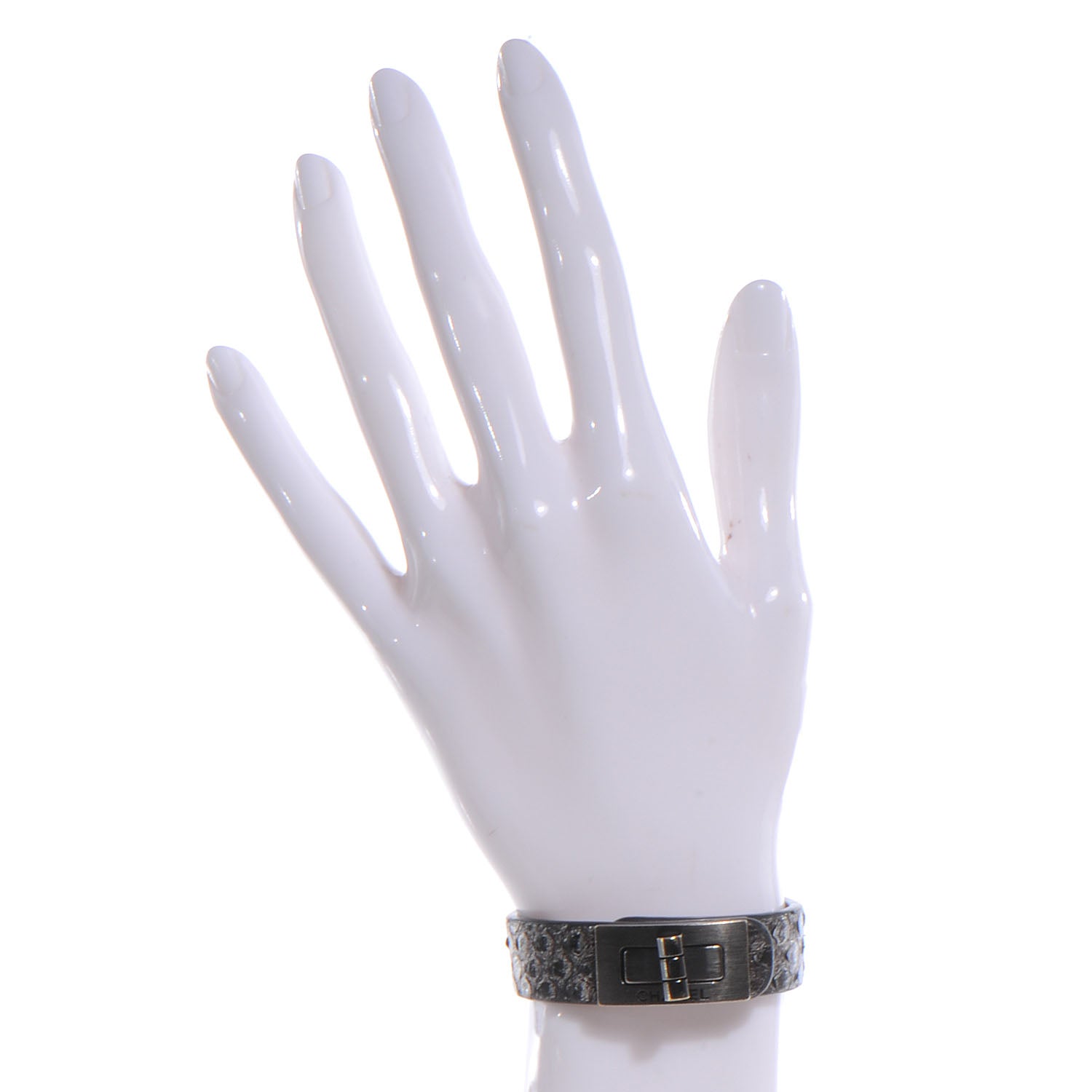 Chanel Python Reissue Turnlock Bracelet Silver 2 of 6