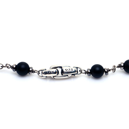 David Yurman Sterling Silver Black Onyx 5mm Spiritual Beads Necklace 5 of 5