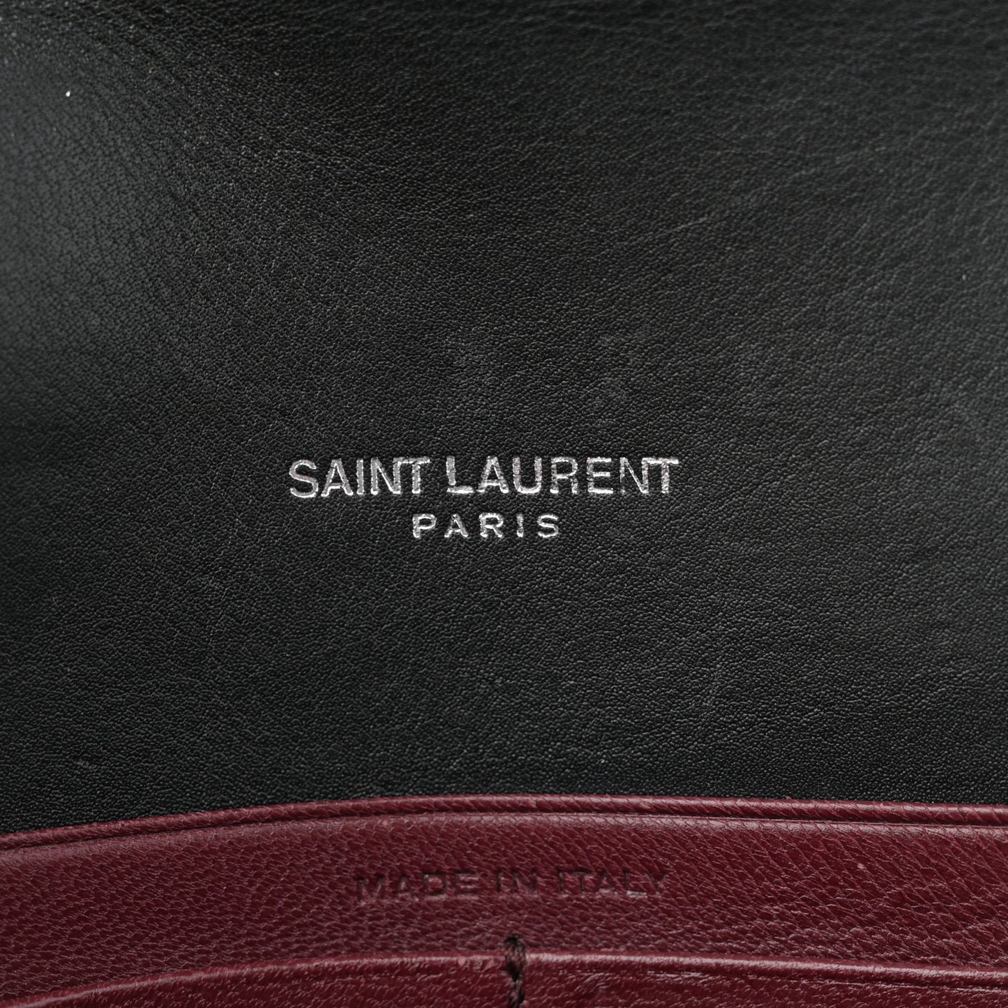 Calfskin Lizard Embossed Monogram Cassandra Chain Wallet Black