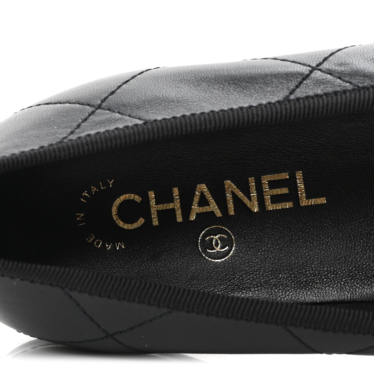 Chanel Lambskin Quilted CC Cambon Ballet Flats 39 Black White 8 of 10