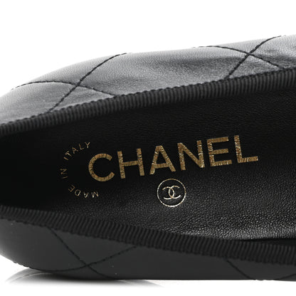 Chanel Lambskin Quilted CC Cambon Ballet Flats 39 Black White 8 of 10