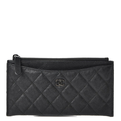 Chanel Crinkled Calfskin Quilted Classic Zip Pouch So Black 1 of 7