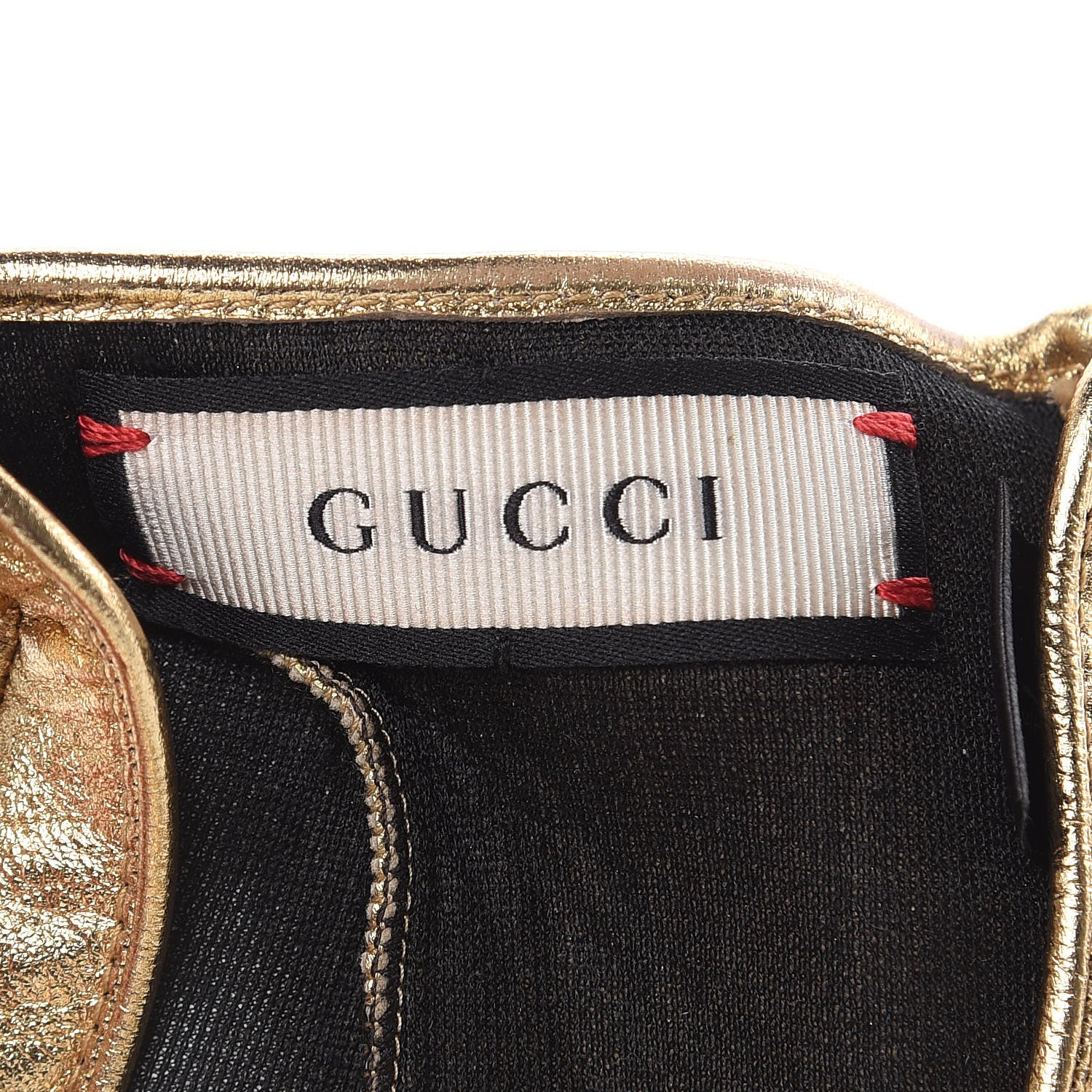 Gucci Metallic Nappa Donna Fingerless Gloves 7.5 Gold 3 of 6