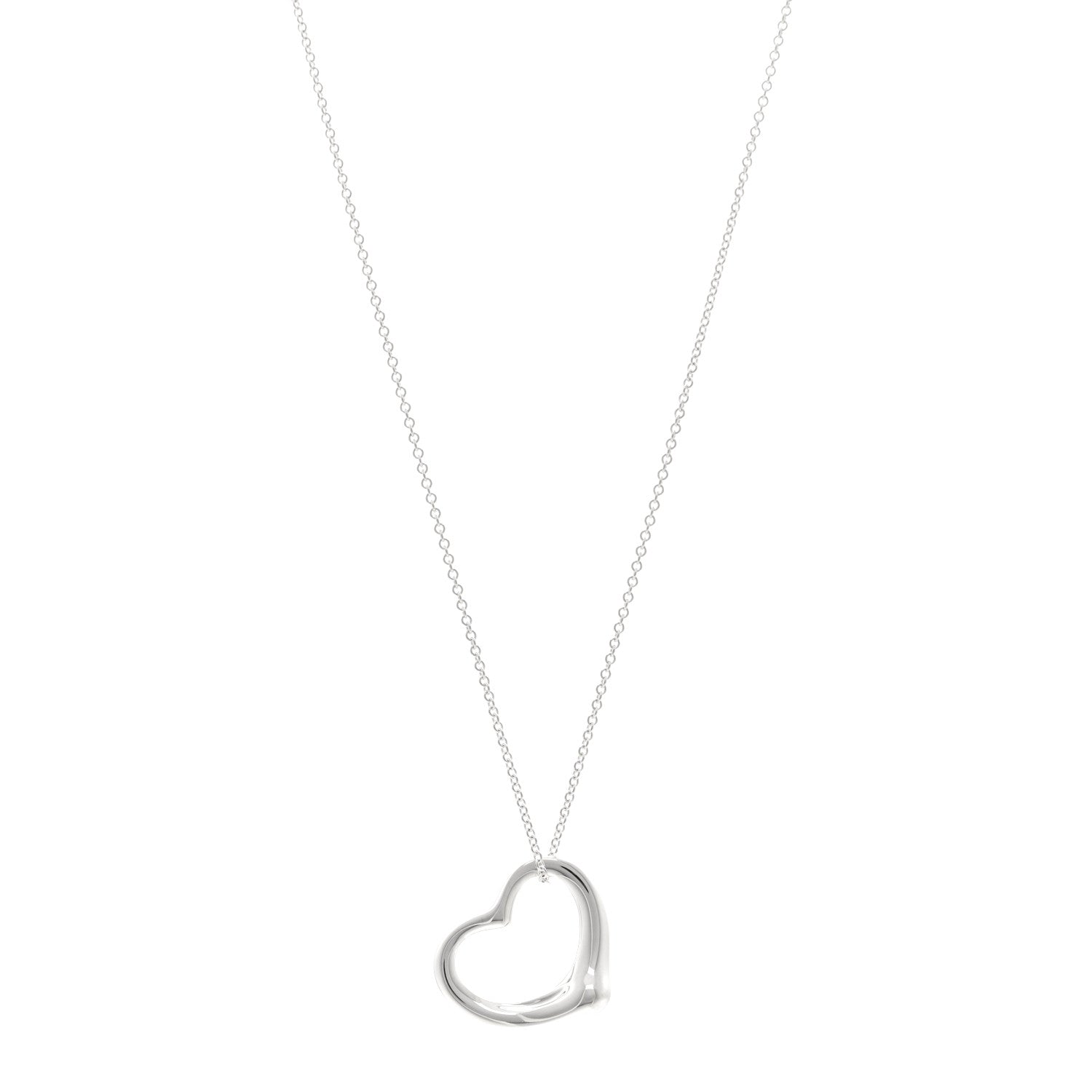 Tiffany Sterling Silver 27mm Elsa Peretti Open Heart Pendant Necklace 1 of 4